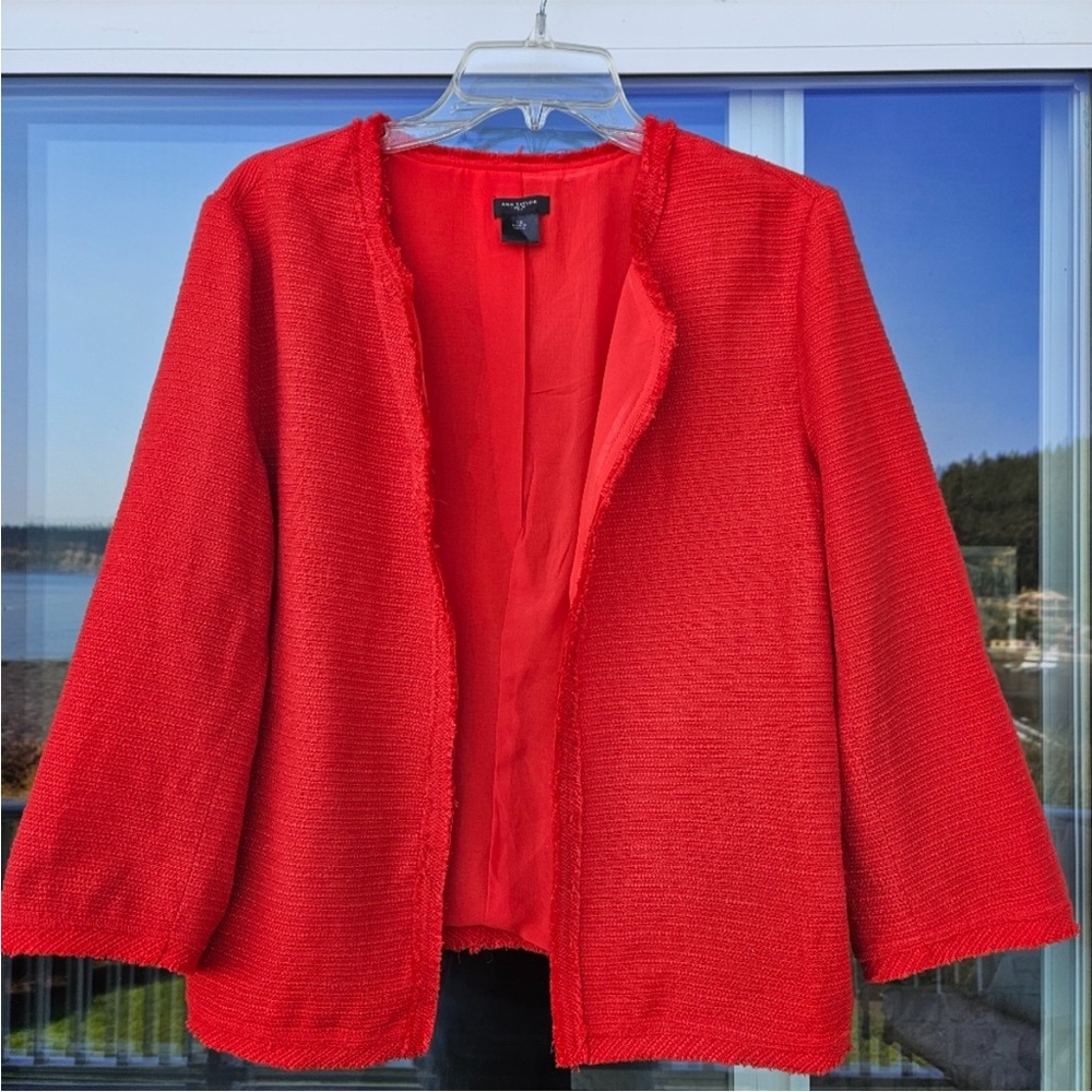 Ann Taylor open jacket with fringe edge 12